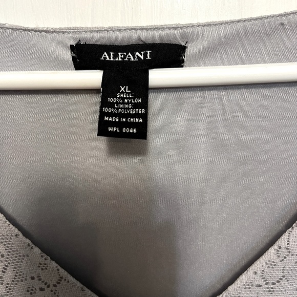 Alfani XL Blouson Midi Gray Lace overlay with Gray Lining Blouson with V-neck - Picture 9 of 11